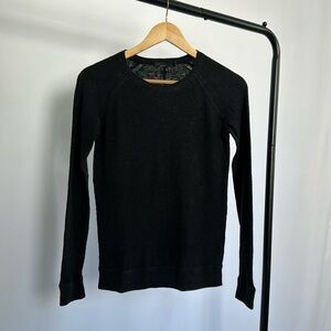 Black Charcoal Thermal Waffle Knit Long Sleeved Tee | Cozy On a Cool Day